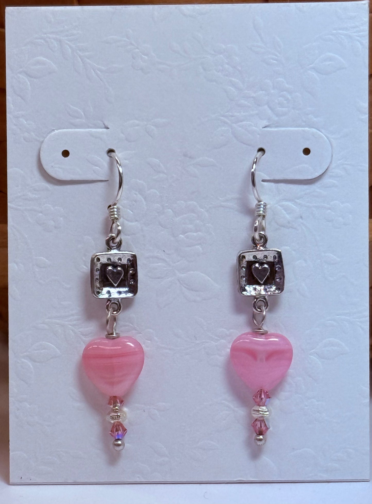 Pink Crystal Heart Earrings
