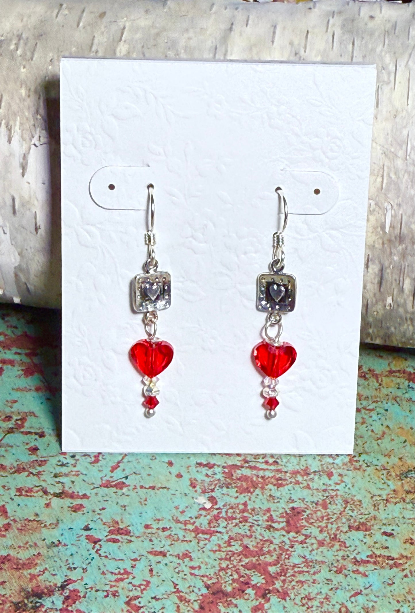 Red Crystal Heart Earrings