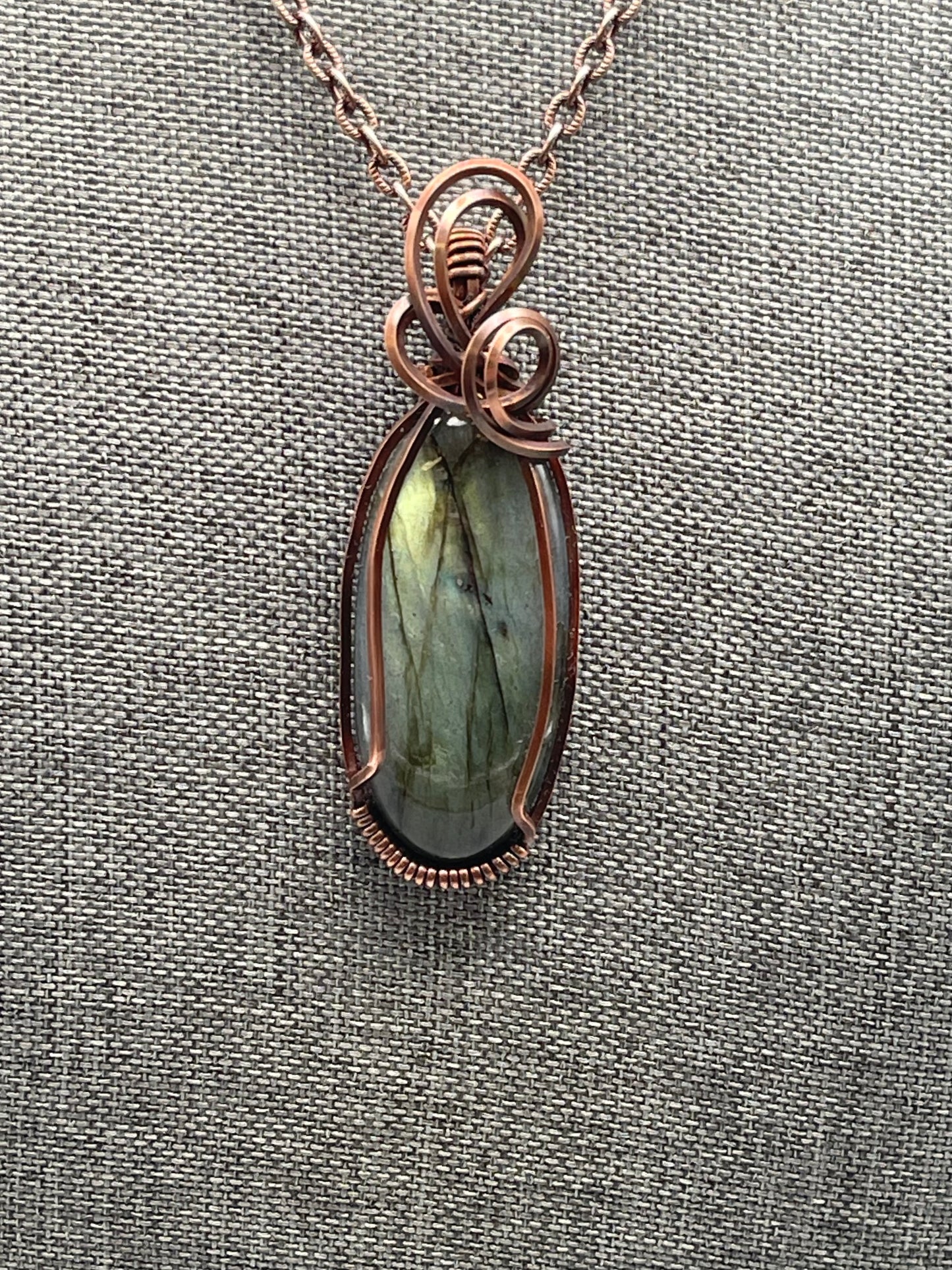 Labradorite & Genuine Copper Wire Wrapped Pendant